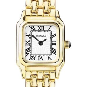 Sekonda Monica Gold Tone Watch Pantheré Style 6 Inch Wrist Needs Battery